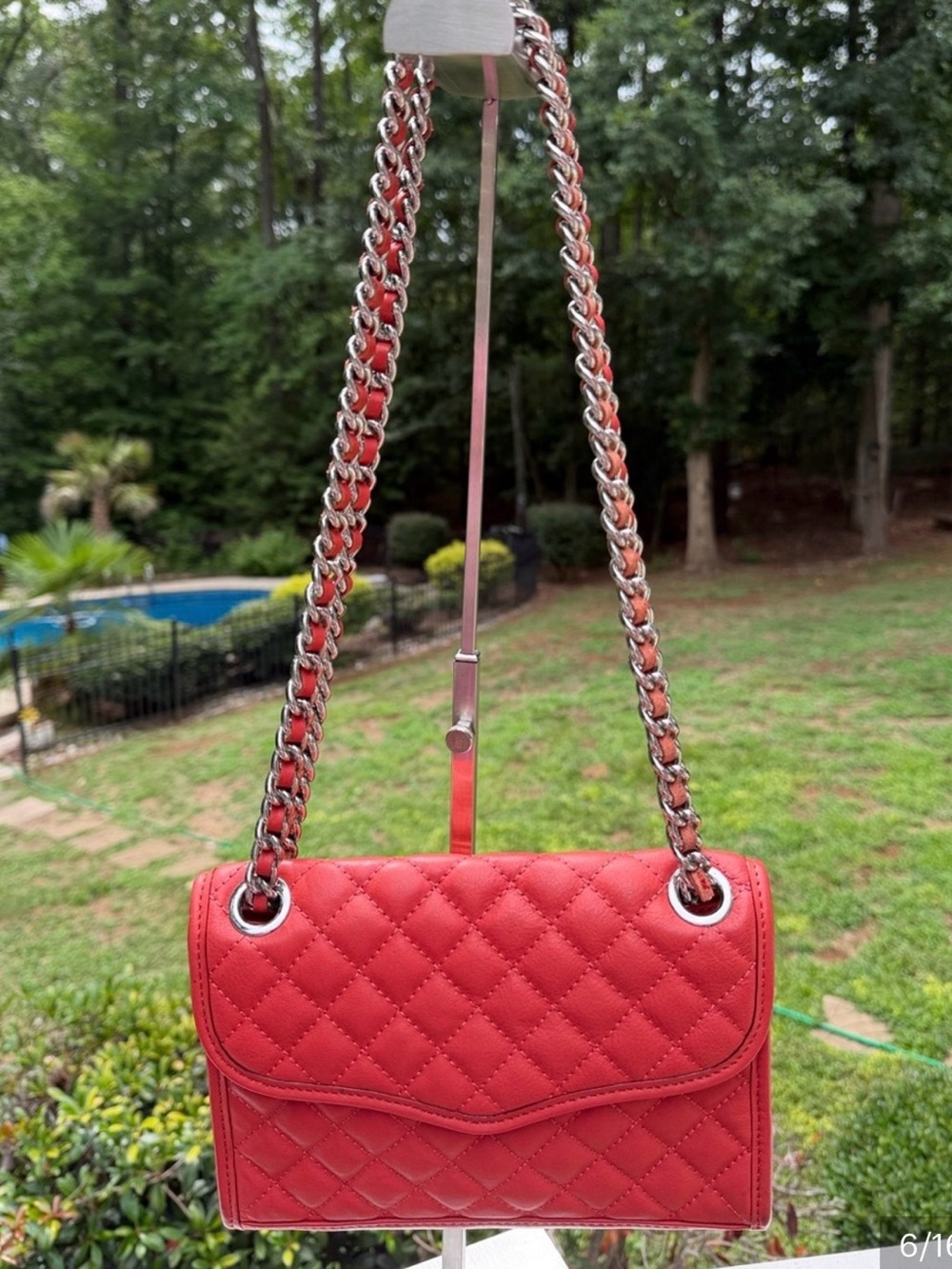 Rebecca Minkoff Quilted Coral-Red Chain Crossbody - Picture 5 of 13